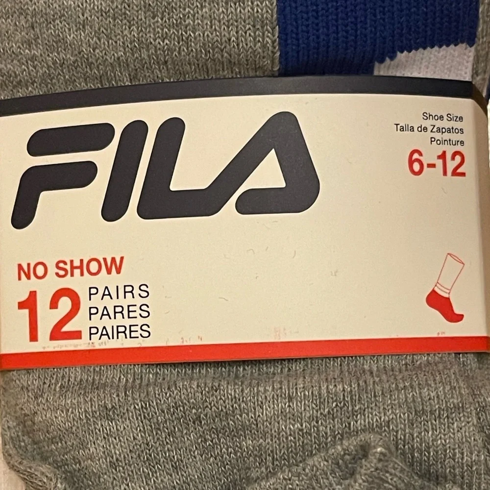 Fila Men's Gray And White No Show Socks 12 Pairs Brand NEW In PACKAGE - Picture 5 of 9